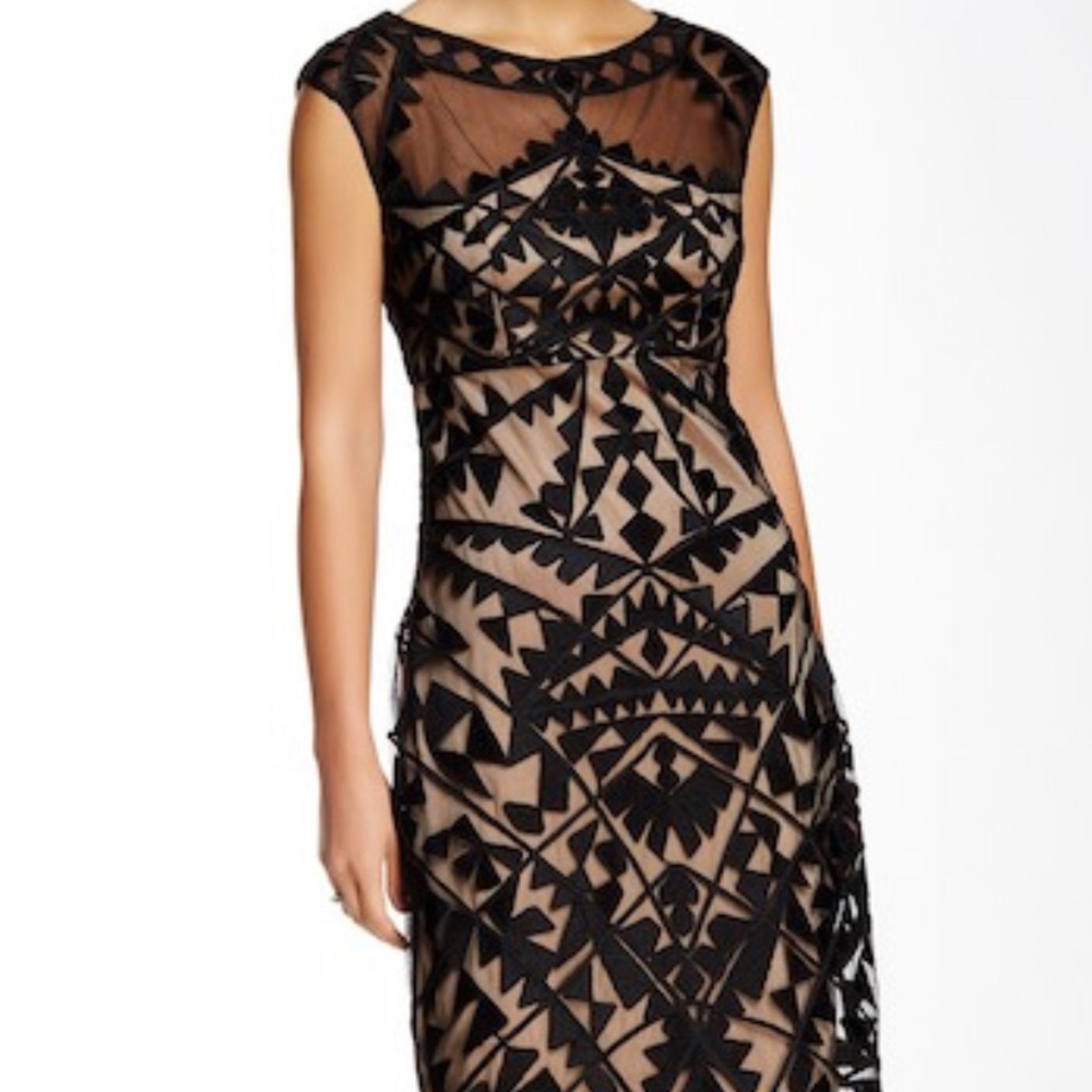 Sue Wong Nude and Black Lace Dress